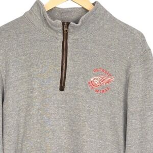 Detroit Red Wings 1/4 Zip Pullover Men XL Gray Long Sleeve Sweatshirt NHL Hockey